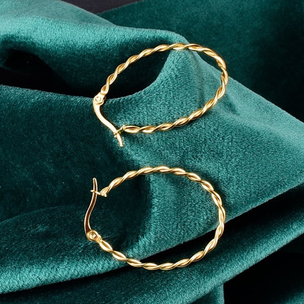 Titanium Hemp Rope Hoop Earrings - Picture 3 of 3